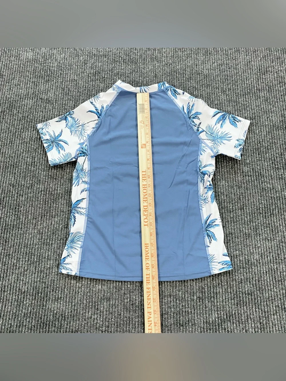 Kids Blue Palm Tree Tropical Rash Guard and Swim Shorts Set Size 12T